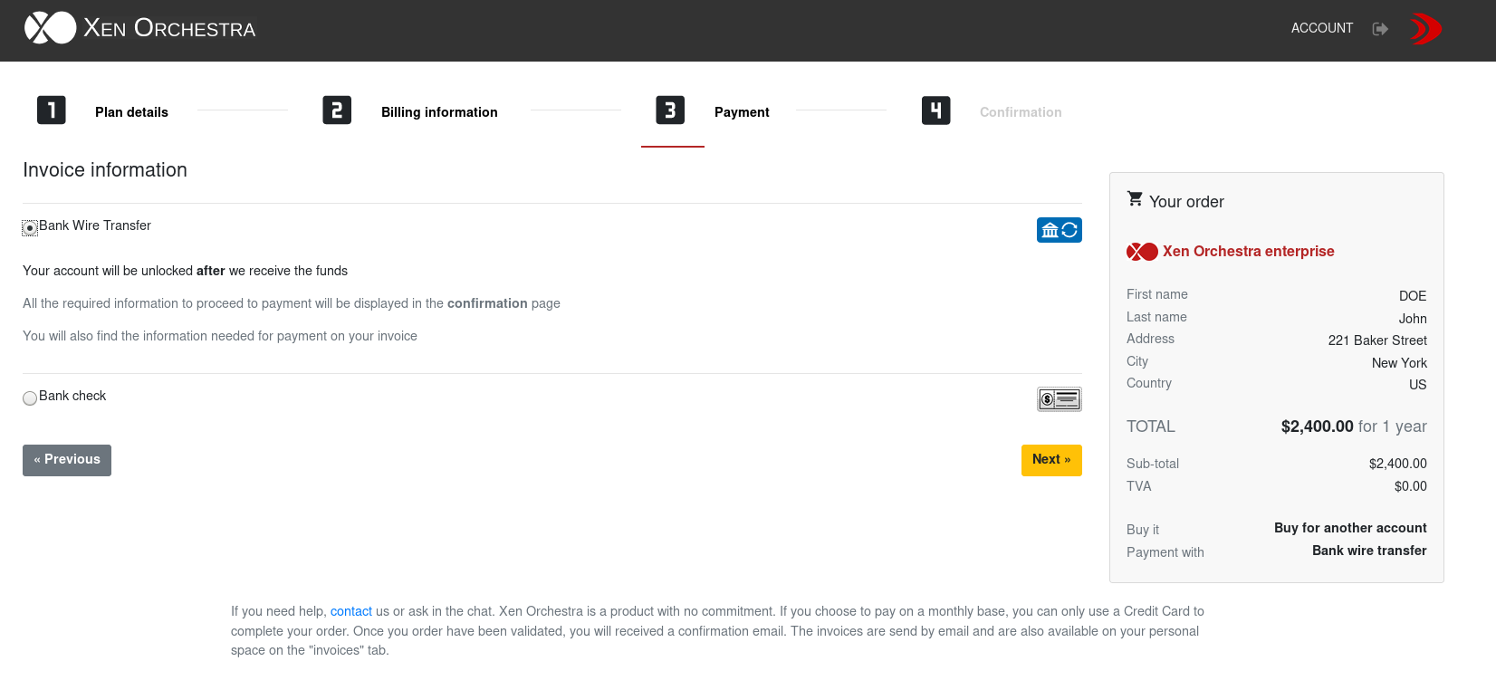 Payment method selection