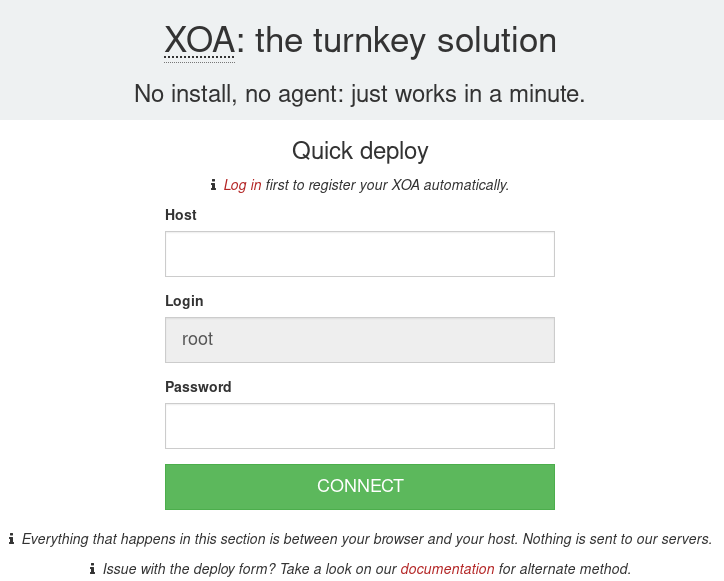 XOA deploy form