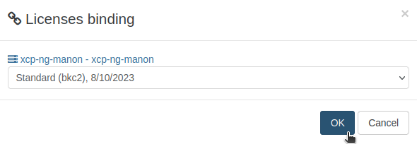 License selection dialog