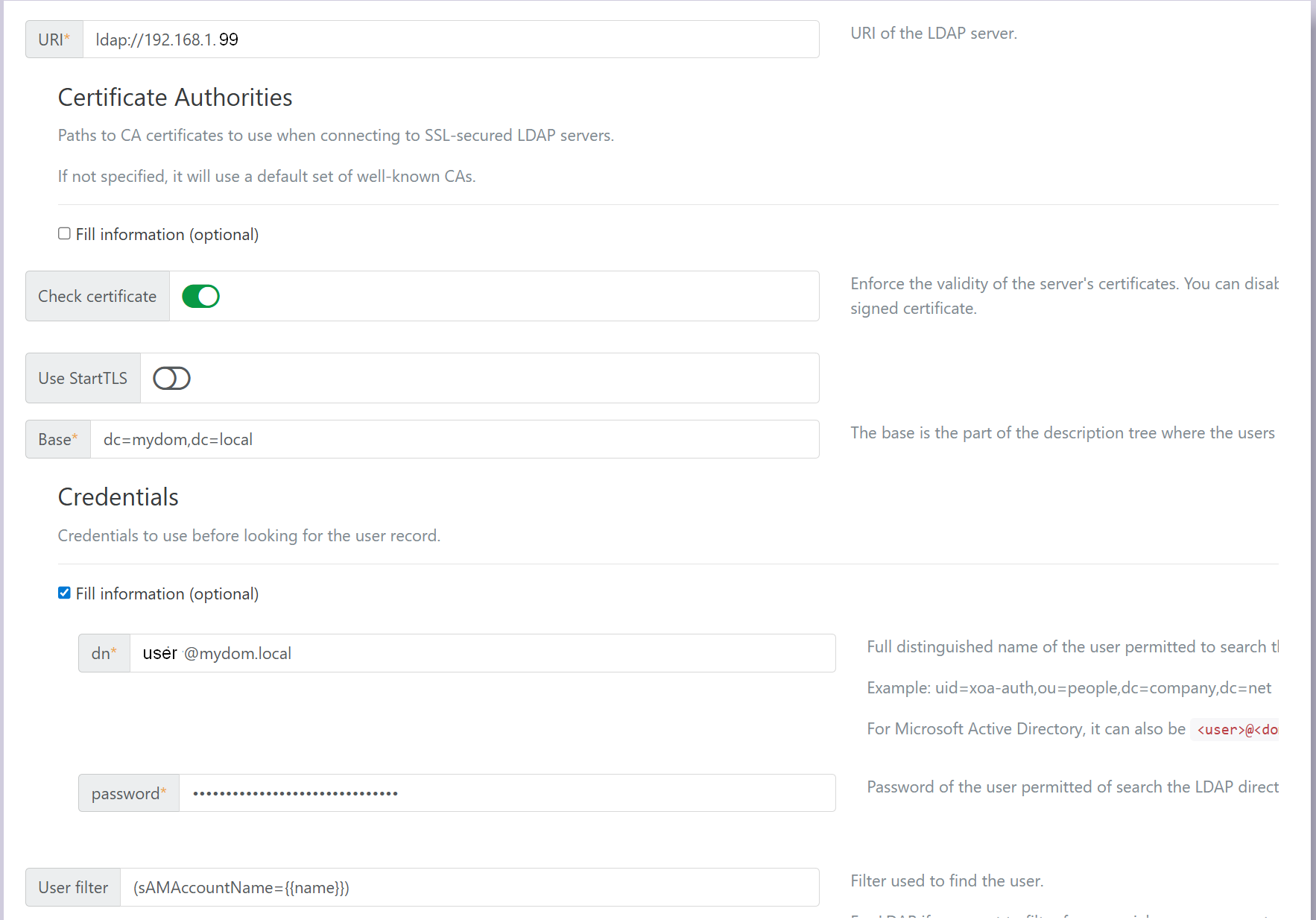 LDAP plugin configuration, first part